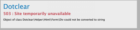 Error message displayed during the update process